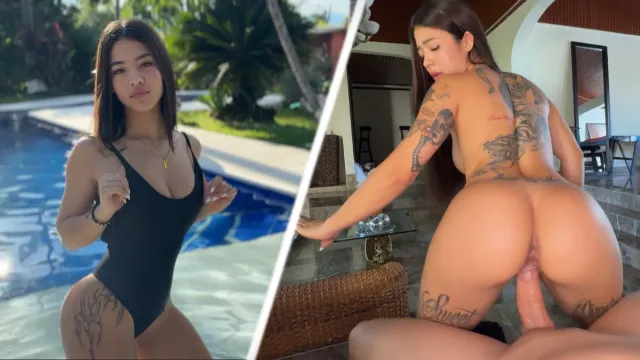 Pool Day! Joven colombiana es follada en el chalet de su vecino!!